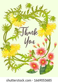 Tarjeta botánica con leones y flores de cerezo. Concepto de adorno de primavera. Afiche floral, invitar. Diseño de vectores tarjeta decorativa de bienvenida o fondo de diseño de invitación. Diseño romántico.