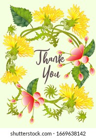 Tarjeta botánica con leones y flores de cerezo. Concepto de adorno de primavera. Afiche floral, invitar. Diseño de vectores tarjeta decorativa de bienvenida o fondo de diseño de invitación. Diseño romántico.