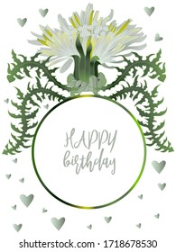Botanic card with dandelions and cherry flowers. Spring ornament concept. Floral poster, invite. Vector layout decorative greeting card or invitation design background. Romantic design.