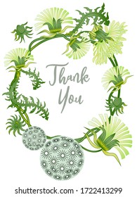 Botanic card with dandelions and cherry flowers. Spring ornament concept. Floral poster, invite. Vector layout decorative greeting card or invitation design background. Romantic design.