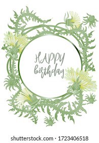 Botanic card with dandelions and cherry flowers. Spring ornament concept. Floral poster, invite. Vector layout decorative greeting card or invitation design background. Romantic design.