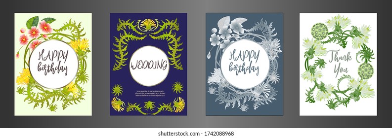 Tarjeta botánica con leones y flores de cerezo. Concepto de adorno de primavera. Afiche floral, invitación. Diseño de vectores tarjeta de bienvenida decorativa o fondo de diseño de invitación. Diseño romántico.