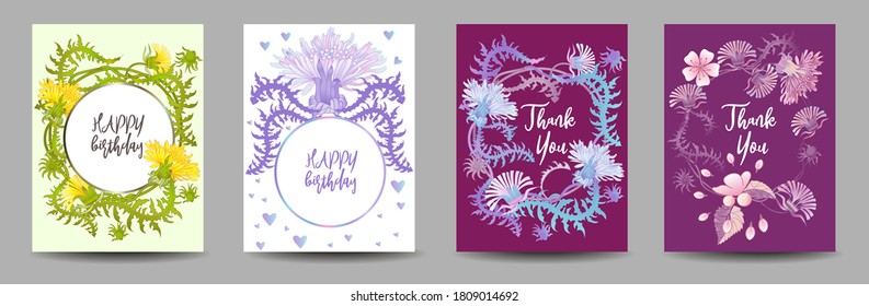Tarjeta botánica con leones y flores de cerezo. Concepto de adorno de primavera. Afiche floral, invitación. Diseño de vectores tarjeta de bienvenida decorativa o fondo de diseño de invitación. Diseño romántico.