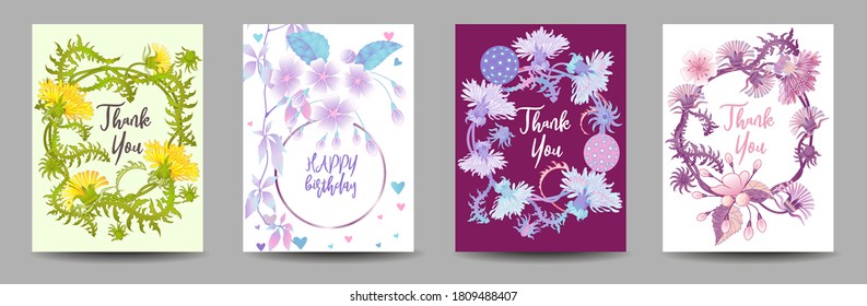 Tarjeta botánica con leones y flores de cerezo. Concepto de adorno de primavera. Afiche floral, invitación. Diseño de vectores tarjeta de bienvenida decorativa o fondo de diseño de invitación. Diseño romántico.