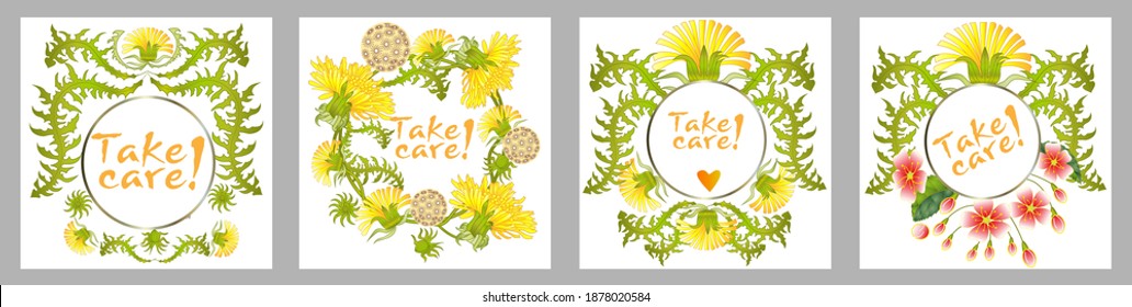 Tarjeta botánica con leones y flores de cerezo. Concepto de adorno de primavera. Afiche floral, invitación. Diseño de vectores tarjeta de bienvenida decorativa o fondo de diseño de invitación. Diseño romántico.