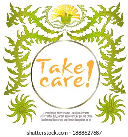 Tarjeta botánica con leones y flores de cerezo. Concepto de adorno de primavera. Afiche floral, invitación. Diseño de vectores tarjeta de bienvenida decorativa o fondo de diseño de invitación. Diseño romántico.