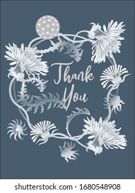 Tarjeta botánica con diente de león. Concepto de adorno de primavera. Afiche floral, invitar. Diseño de vectores  