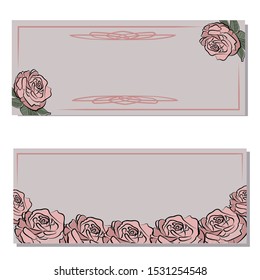 Botanic card with flowers, leaves. Spring ornament concept. Floral poster, invite. Vector layout decorative greeting card or invitation design background. Hand drawn illustration