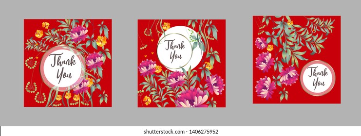 Botanic card with leaves, flowers. Spring ornament concept. Floral poster, invite. Vector layout decorative greeting card or invitation design background. Hand drawn illustration