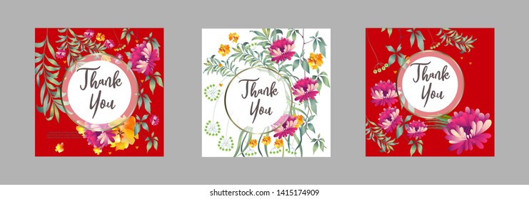 Botanic card with leaves, flowers. Spring ornament concept. Floral poster, invite. Vector layout decorative greeting card or invitation design background. Hand drawn illustration