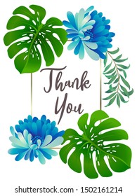 Botanic card with leaves, flowers. Spring ornament concept. Floral poster, invite. Vector layout decorative greeting card or invitation design background. Hand drawn illustration