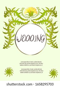 Botanic card with leaves, flowers. Spring ornament concept. Floral poster, invite. Vector layout decorative greeting card or invitation design background. Hand drawn illustration