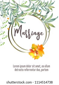 Botanic card with monstera leaf, flowers. Spring ornament concept. Floral poster, invite. Vector layout decorative greeting card or invitation design background. Hand drawn illustration