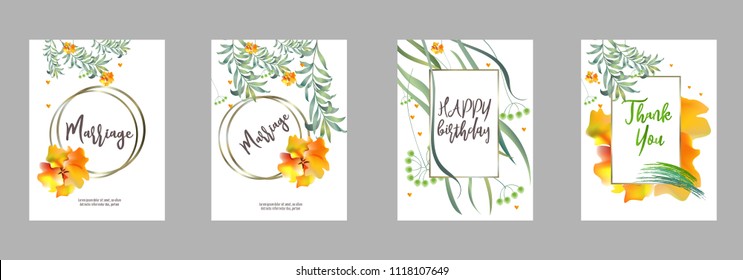 Botanic card with monstera leaf, flowers. Spring ornament concept. Floral poster, invite. Vector layout decorative greeting card or invitation design background. Hand drawn illustration