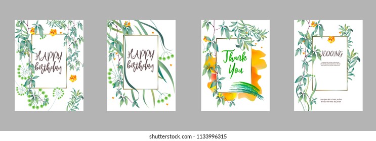 Botanic card with monstera leaf, flowers. Spring ornament concept. Floral poster, invite. Vector layout decorative greeting card or invitation design background. Hand drawn illustration