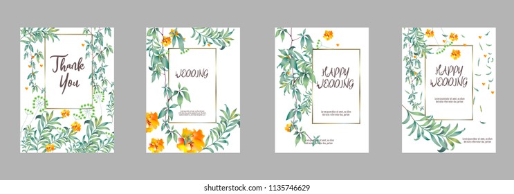 Botanic card with monstera leaf, flowers. Spring ornament concept. Floral poster, invite. Vector layout decorative greeting card or invitation design background. Hand drawn illustration
