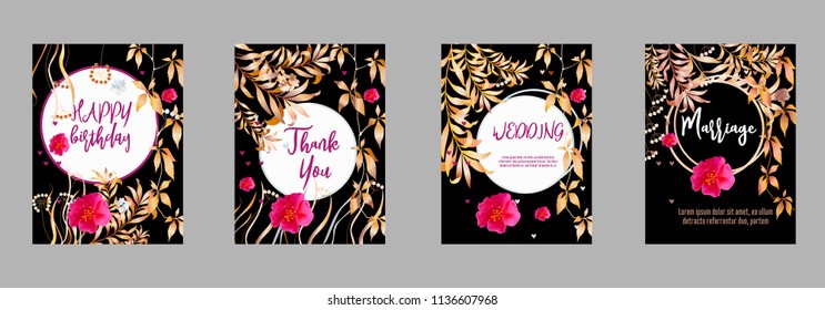 Botanic card with monstera leaf, flowers. Spring ornament concept. Floral poster, invite. Vector layout decorative greeting card or invitation design background. Hand drawn illustration