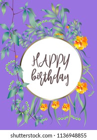 Botanic card with monstera leaf, flowers. Spring ornament concept. Floral poster, invite. Vector layout decorative greeting card or invitation design background. Hand drawn illustration