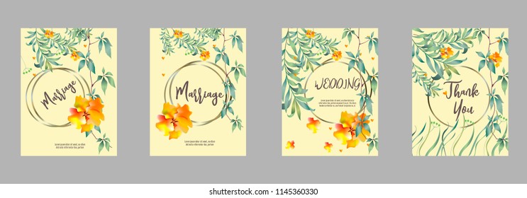 Botanic card with monstera leaf, flowers. Spring ornament concept. Floral poster, invite. Vector layout decorative greeting card or invitation design background. Hand drawn illustration