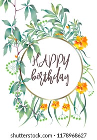 Botanic card with monstera leaf, flowers. Spring ornament concept. Floral poster, invite. Vector layout decorative greeting card or invitation design background. Hand drawn illustration