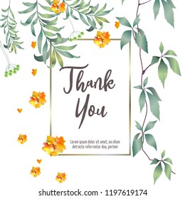 Botanic card with monstera leaf, flowers. Spring ornament concept. Floral poster, invite. Vector layout decorative greeting card or invitation design background. Hand drawn illustration