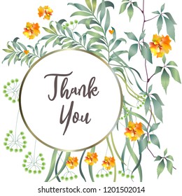 Botanic card with monstera leaf, flowers. Spring ornament concept. Floral poster, invite. Vector layout decorative greeting card or invitation design background. Hand drawn illustration
