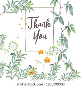 Botanic card with monstera leaf, flowers. Spring ornament concept. Floral poster, invite. Vector layout decorative greeting card or invitation design background. Hand drawn illustration