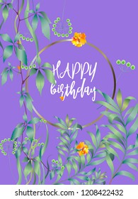 Botanic card with monstera leaf, flowers. Spring ornament concept. Floral poster, invite. Vector layout decorative greeting card or invitation design background. Hand drawn illustration