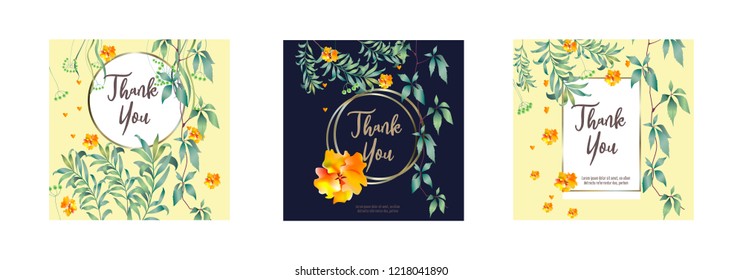 Botanic card with monstera leaf, flowers. Spring ornament concept. Floral poster, invite. Vector layout decorative greeting card or invitation design background. Hand drawn illustration