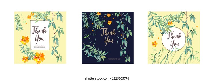 Botanic card with monstera leaf, flowers. Spring ornament concept. Floral poster, invite. Vector layout decorative greeting card or invitation design background. Hand drawn illustration
