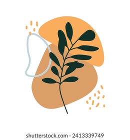 Botanic element of hand draw set. The blossoming of creativity in this abstract illustration, where an botanical branch takes center stage. Vector illustration.