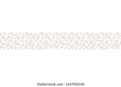 Cepillo sin costuras de flores botánicas con hojas, flores. conjunto floral de bordes impecables para su diseño. patrón horizontal sin costura, fondo floral, excelente para textiles, banners, envoltura