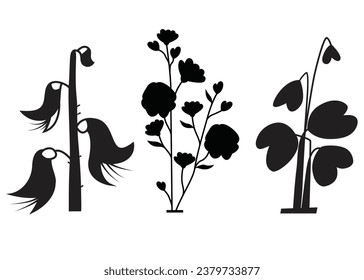 Vector plano de silueta de flores botánicas