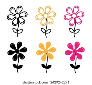 Botanic Growth Line Icon. Plant Blossoming Icon in Outline and Solid Flat Style.
