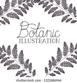 botanic illustration label with plants