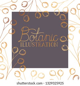 botanic illustration label with plants