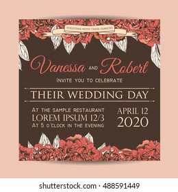 Botanic invitation set decorated with peonies