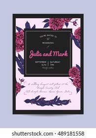 Botanic invitation set decorated with peonies