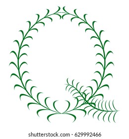 Botanic letter Q of thin branches with leaves. capital letter for alphabet or logo design