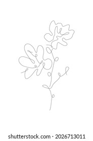 Botanic one line drawing minimalist. Abstract aesthetic flower decoration for print, logo or tattoo.