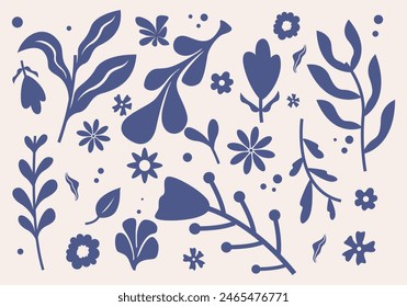 Botanic pattern flower garden leaf vintage collection background nature layout artprint fabric textile isolated editable