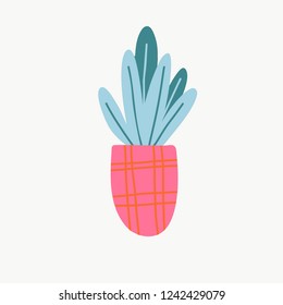 Botanic poster with flower pots. Vector illustration of gardening elements. Beautiful object with home plants.