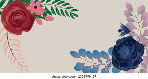 botanic seamless border, rim with exotic flowers and leaves, hand drawn background. floral pattern. fashion arrangements with tropical leaf