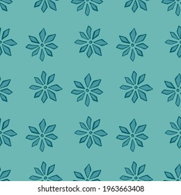 Botanic seamless doodle pattern with hand drawn carnation flowers ornament. Blue pastel background. Stock illustration. Vector design for textile, fabric, giftwrap, wallpapers.