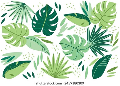 botanic seamless pattern with exotic flowers and leaves, hand drawn background. floral pattern. Tile with tropical leaf