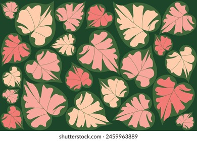 botanic seamless pattern with exotic flowers and leaves, hand drawn background. floral pattern. Tile with tropical leaf