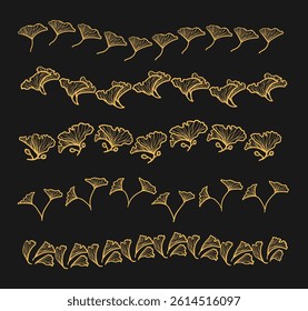 Botanic set of various leaves and brunch. Botanical vector illustration