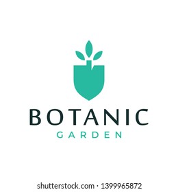 Botanic shovel logo design concept. Universal shovel logo.