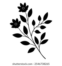 Botanic Silhouette Vector Minimalist Nature Inspired Design.Elegant botanic silhouette vector featuring leaves, flowers, and natural elements.