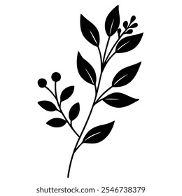 Botanic Silhouette Vector Minimalist Nature Inspired Design.Elegant botanic silhouette vector featuring leaves, flowers, and natural elements.